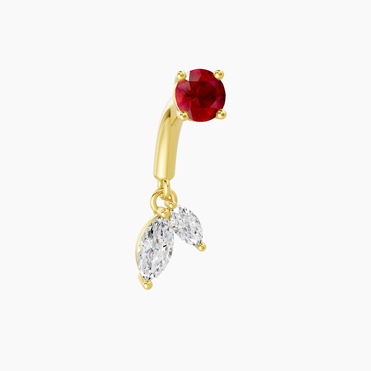 Ilo | 18k Yellow Gold 6 mm Ruby & Diamond Rook Piercing