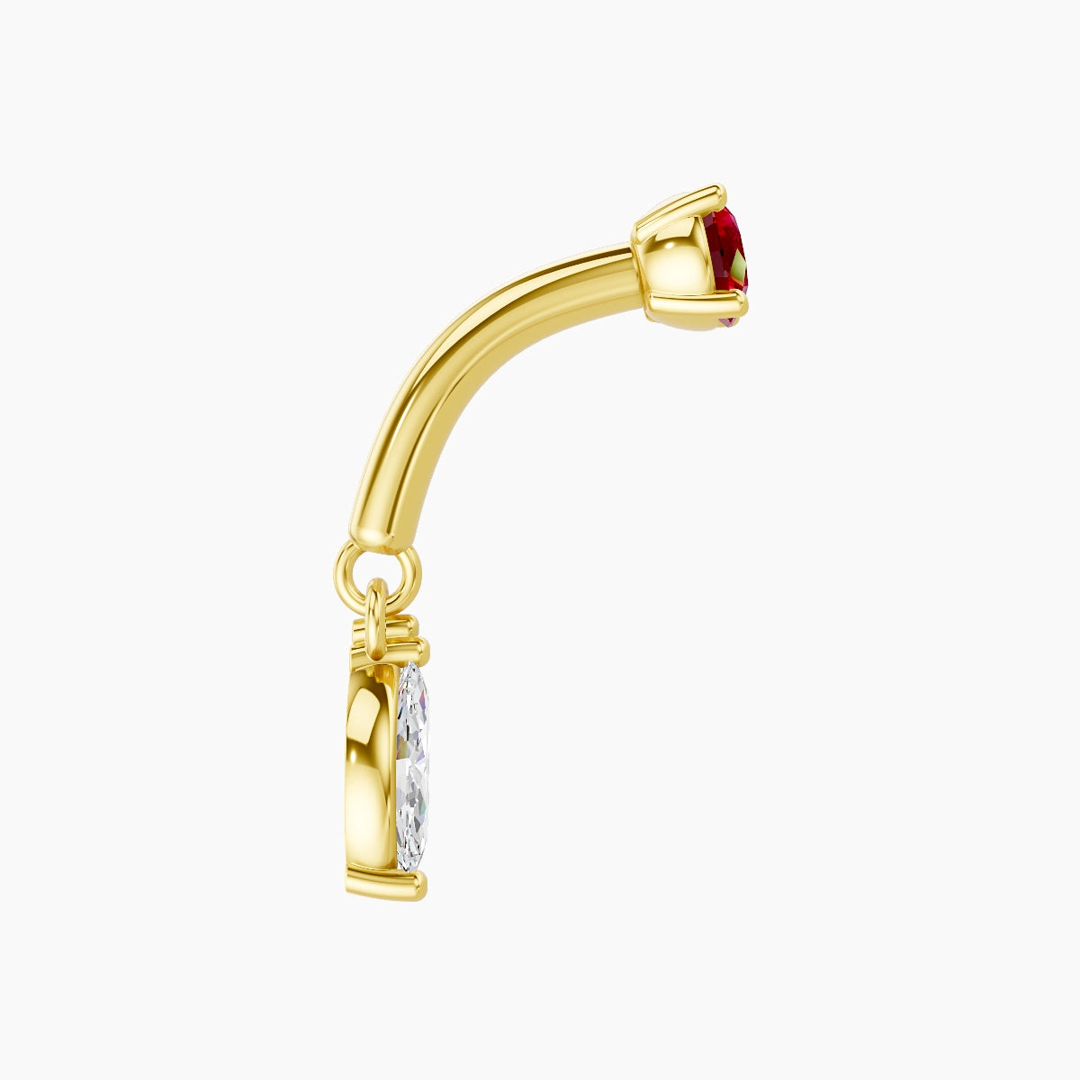 Ilo | 18k Yellow Gold 6 mm Ruby & Diamond Rook Piercing