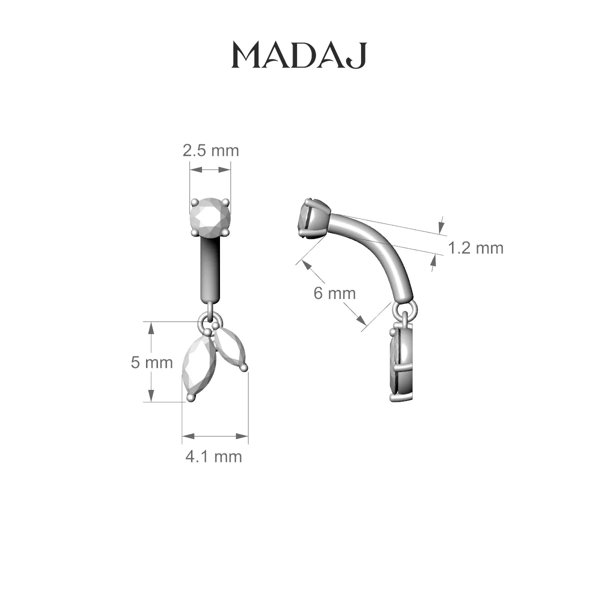 Ilo | 18k Rose Gold 6 mm Diamond Rook Piercing