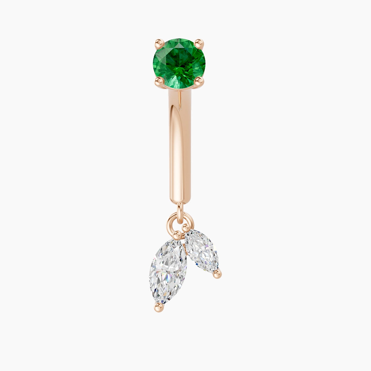 Ilo | 18k Rose Gold 8 mm Emerald & Diamond Rook Piercing