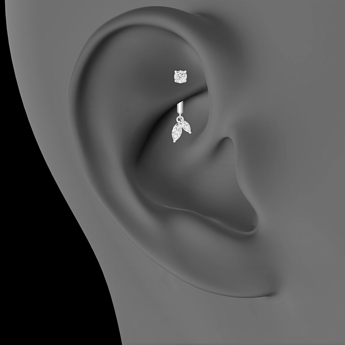 Ilo | 18k White Gold 8 mm Diamond Rook Piercing