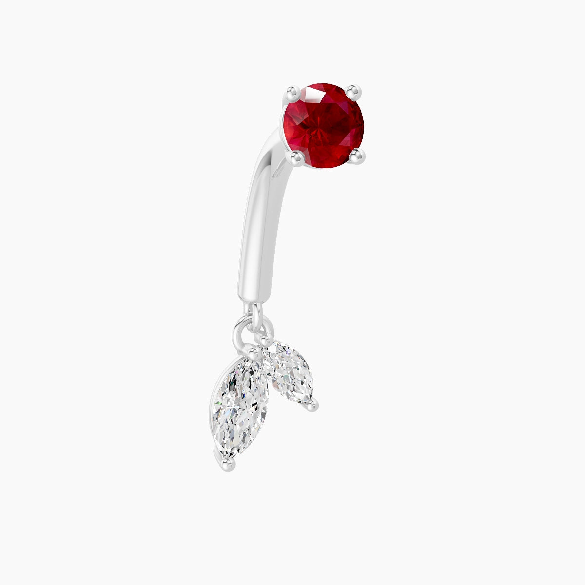 Ilo | 18k White Gold 8 mm Ruby & Diamond Rook Piercing