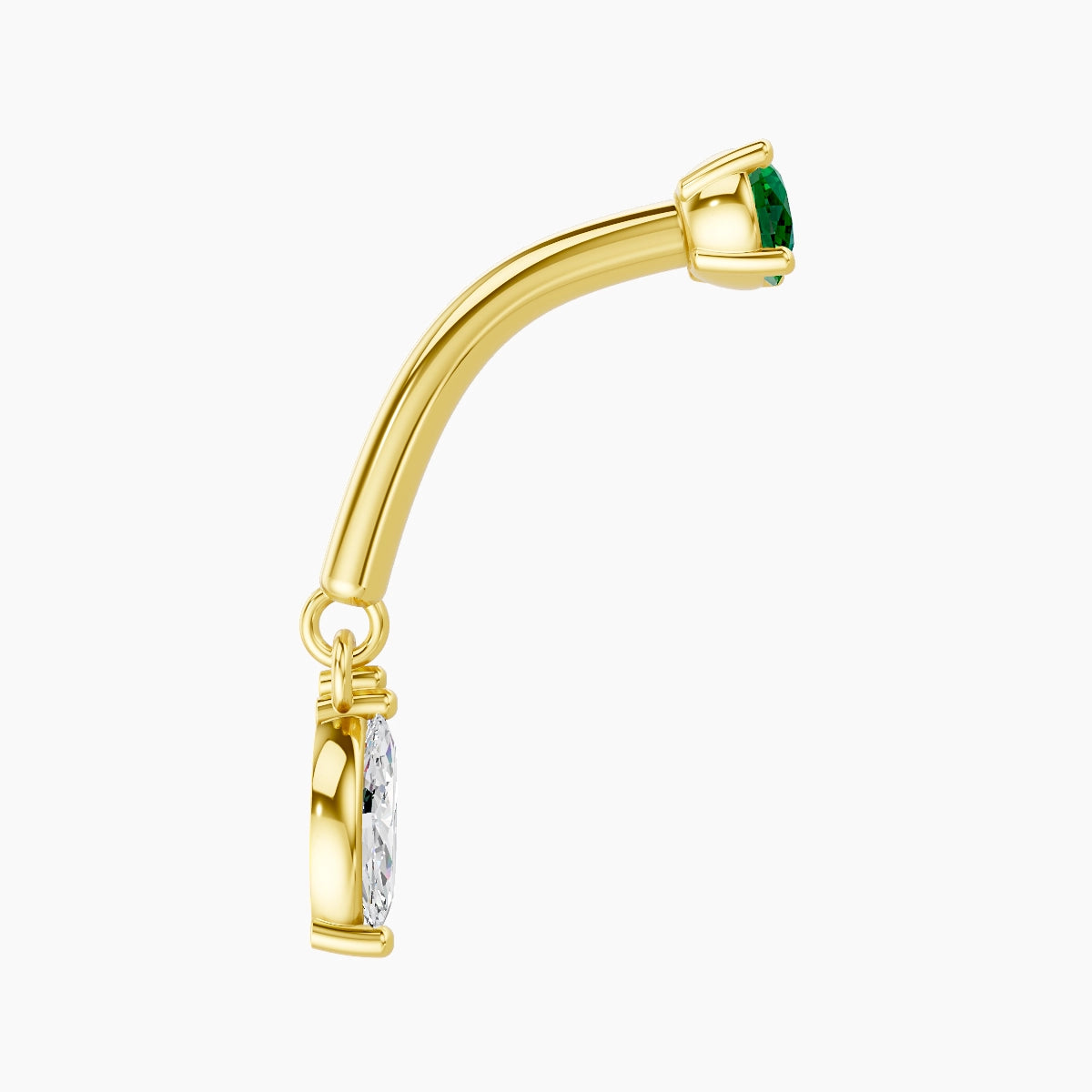 Ilo | 18k Yellow Gold 8 mm Emerald & Diamond Rook Piercing
