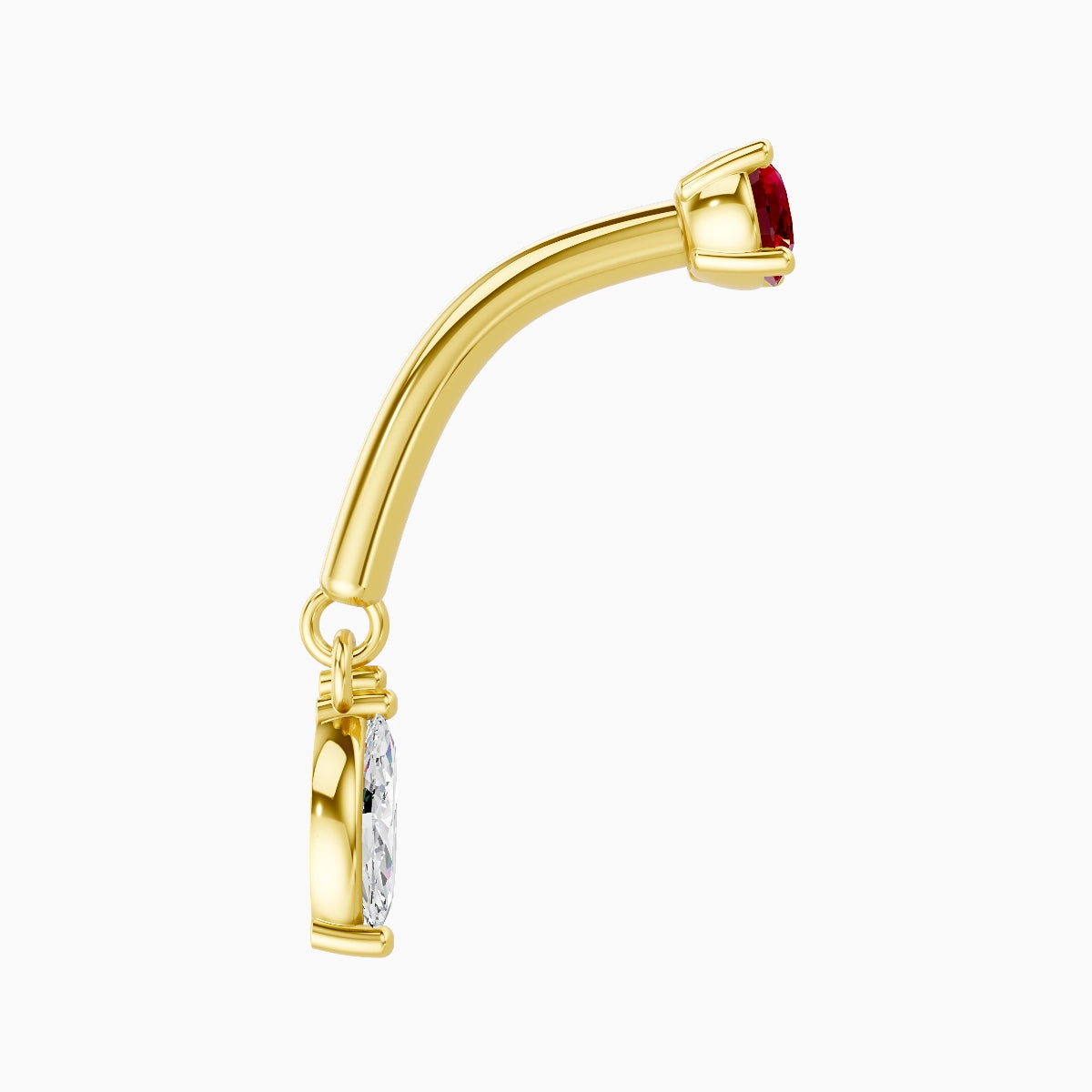 Ilo | 18k Yellow Gold 8 mm Ruby & Diamond Rook Piercing