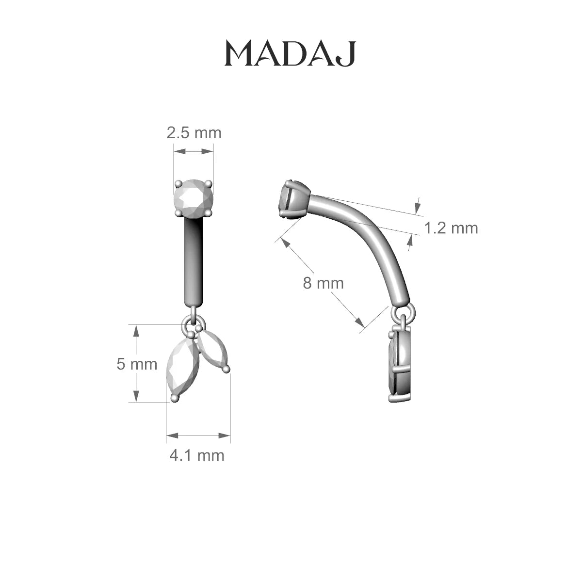 Ilo | 18k White Gold 8 mm Diamond Rook Piercing