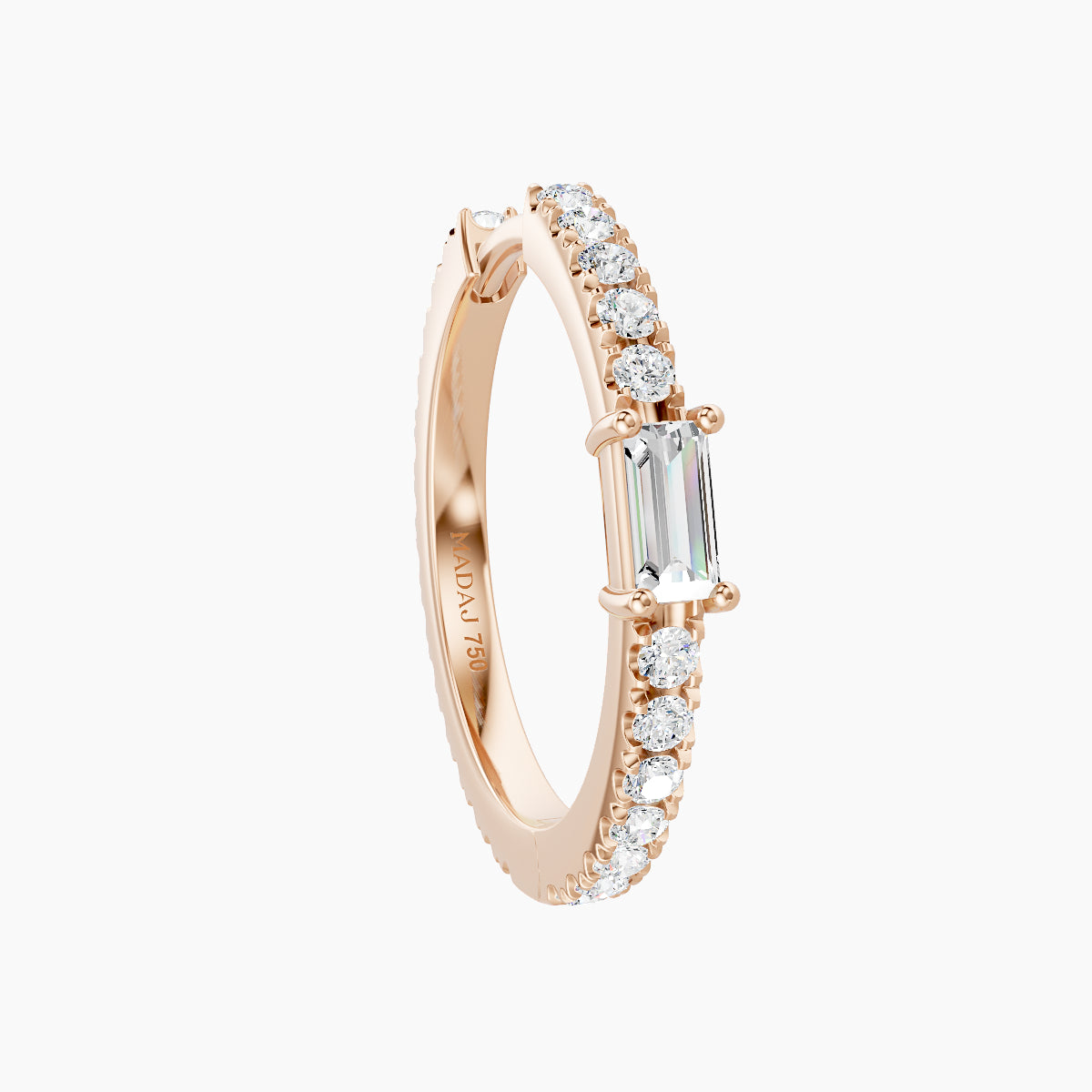 Inanna | 18k Rose Gold 11 mm Baguette Diamond Hoop Piercing