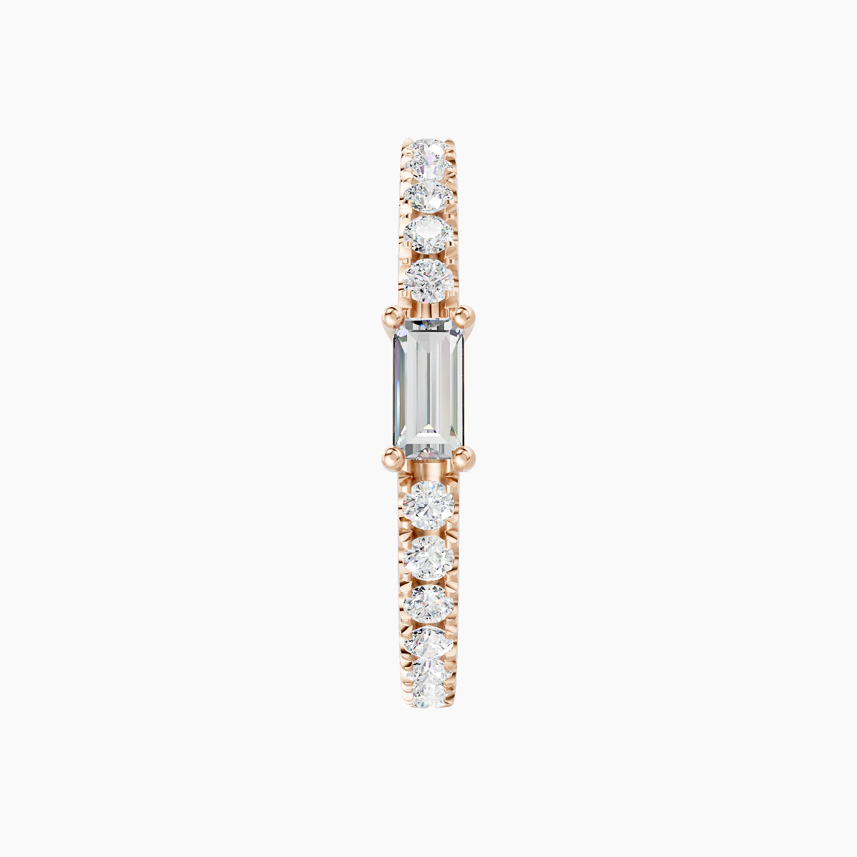 Inanna | 18k Rose Gold 11 mm Baguette Diamond Hoop Piercing