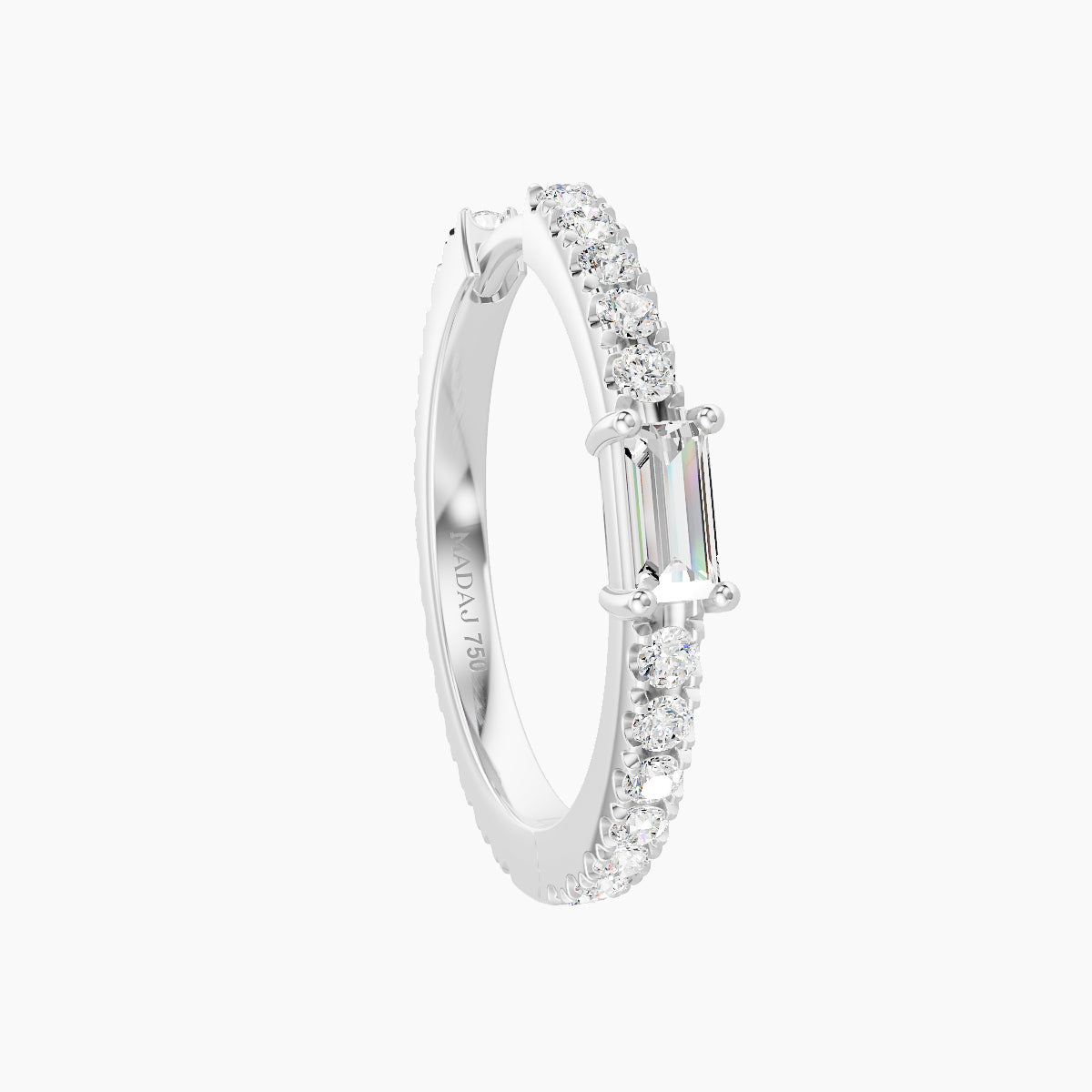 Inanna | 18k White Gold 11 mm Baguette Diamond Hoop Piercing