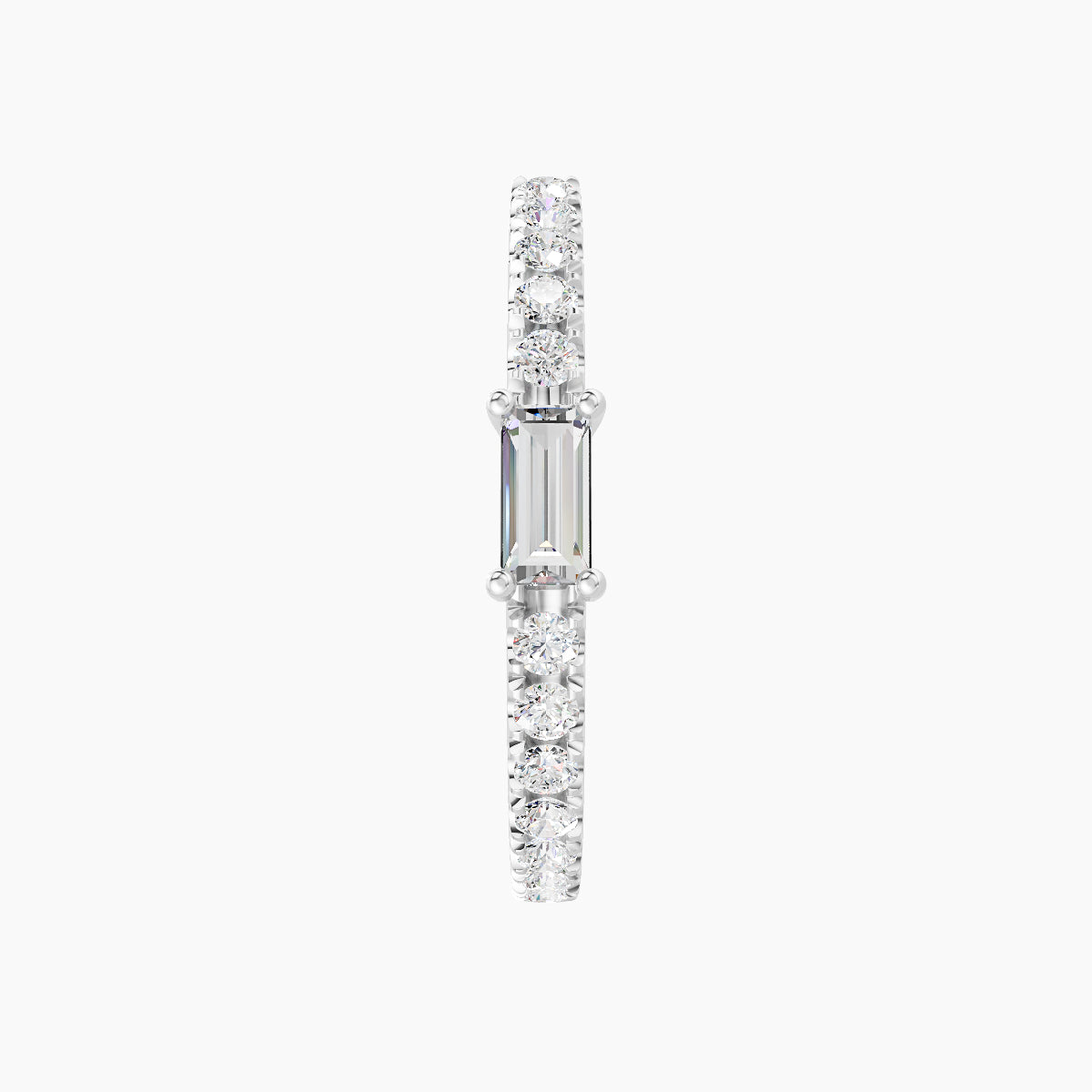 Inanna | 18k White Gold 11 mm Baguette Diamond Hoop Piercing