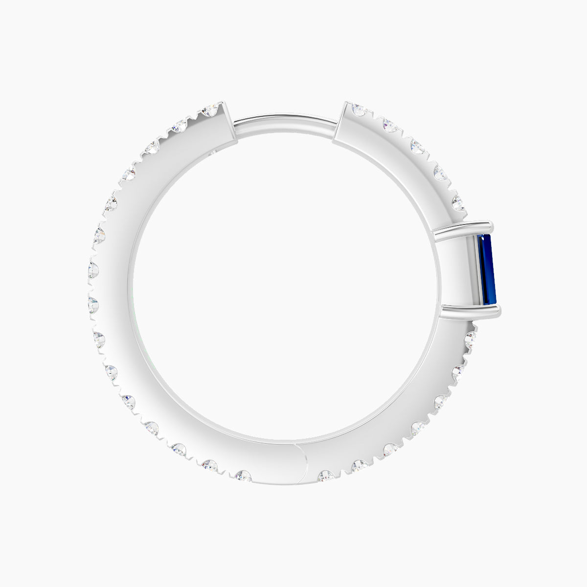 Inanna | 18k White Gold 11 mm Baguette Sapphire & Diamond Hoop Piercing