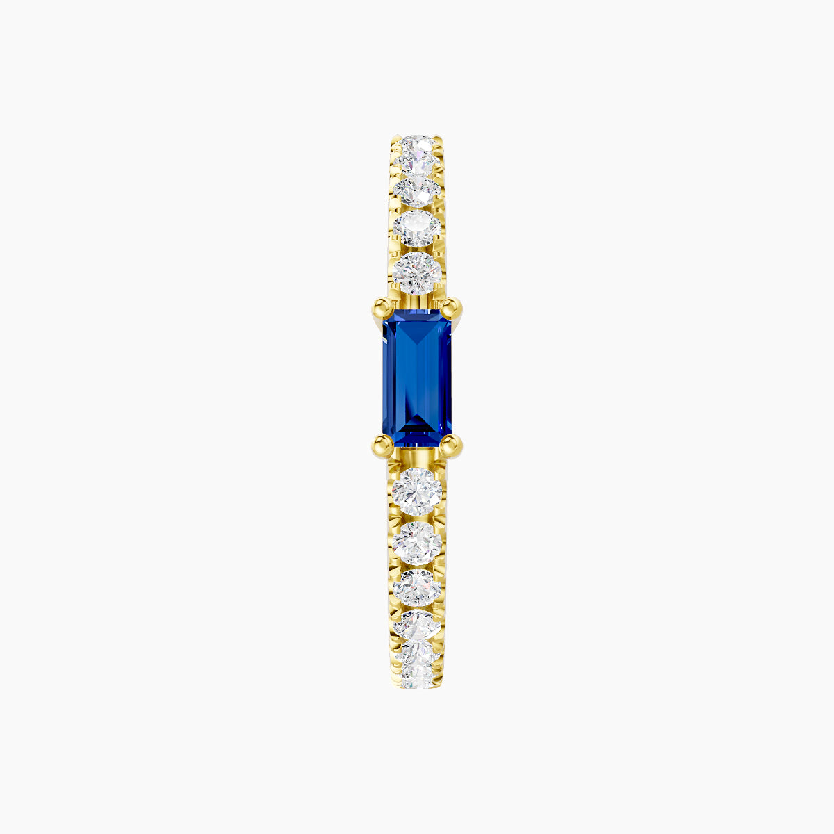 Inanna | 18k Yellow Gold 11 mm Baguette Sapphire & Diamond Hoop Piercing