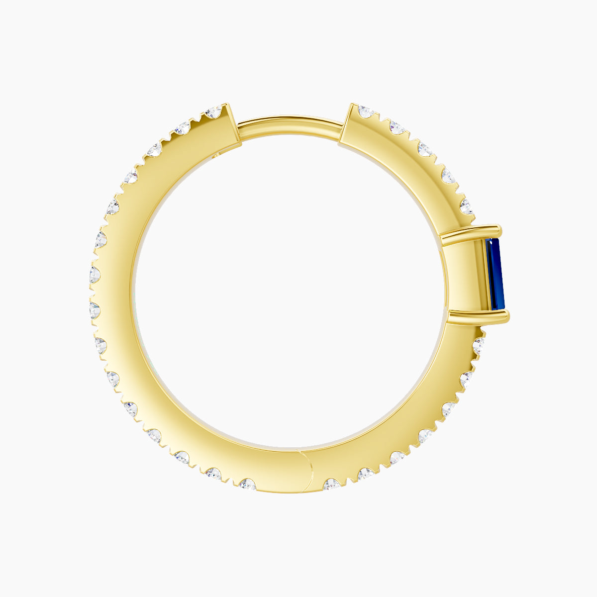 Inanna | 18k Yellow Gold 11 mm Baguette Sapphire & Diamond Hoop Piercing