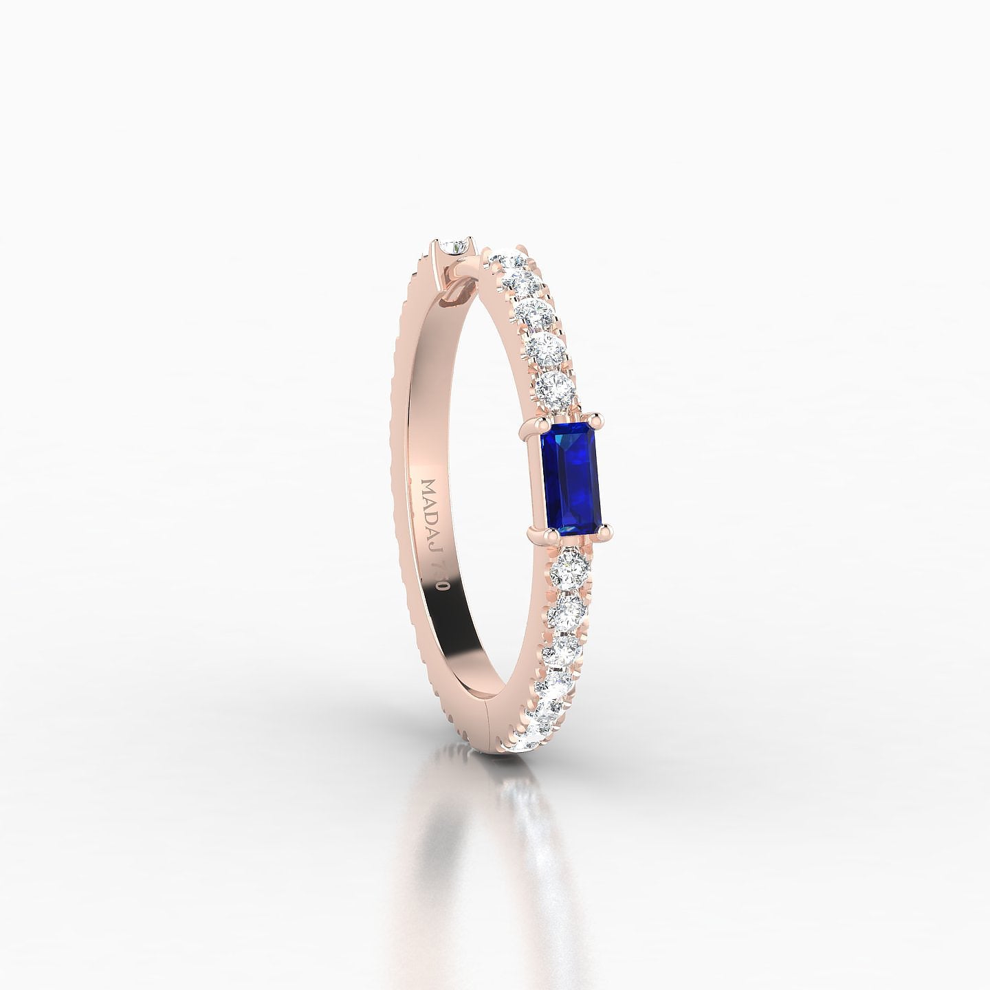 Inanna | 18k Rose Gold 11 mm Baguette Sapphire & Diamond Hoop Piercing