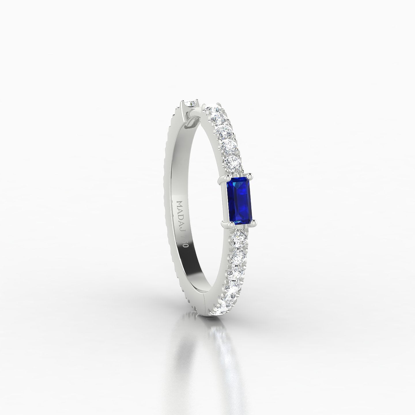 Inanna | 18k White Gold 11 mm Baguette Sapphire & Diamond Hoop Piercing