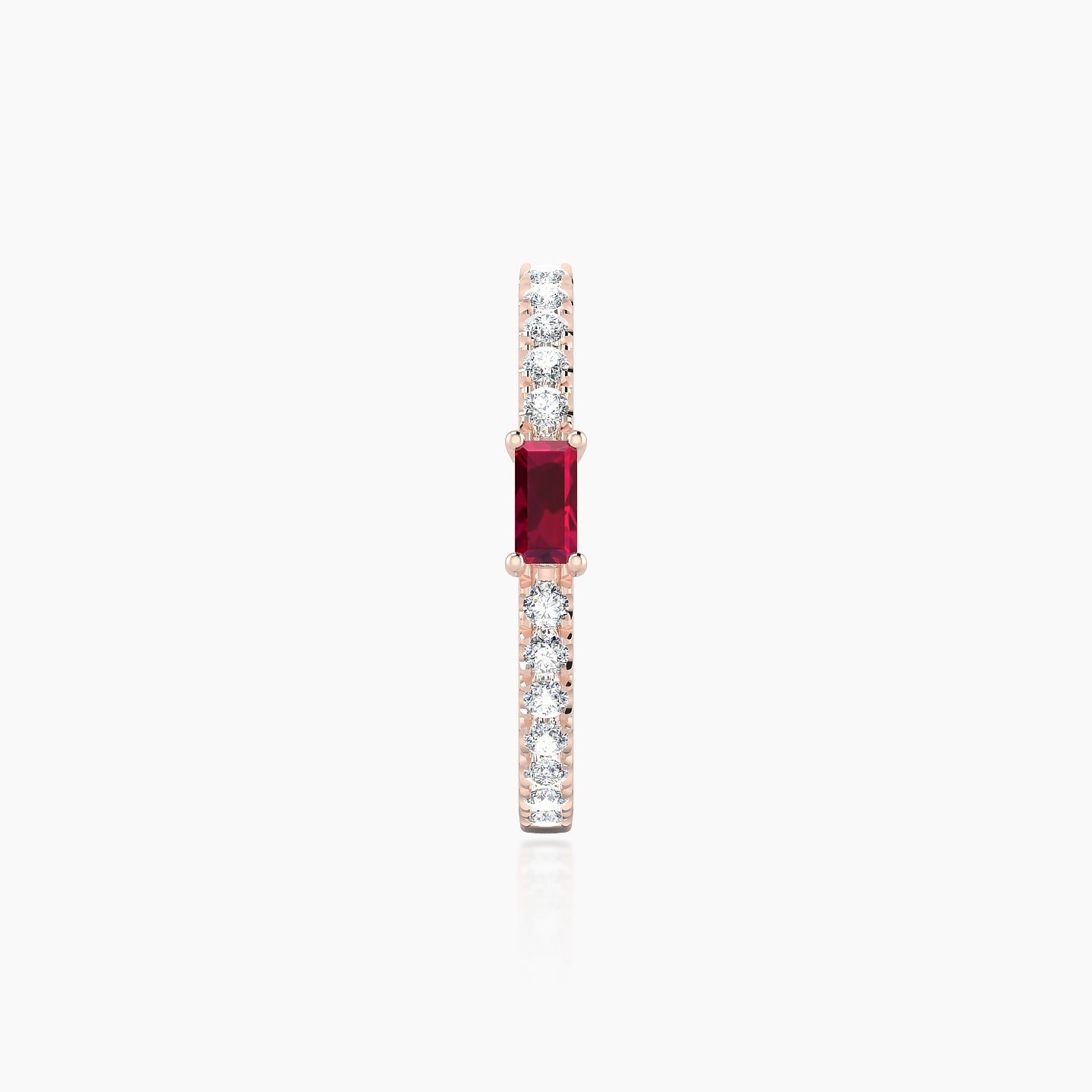 Inanna | 18k Rose Gold 11 mm Baguette Ruby & Diamond Hoop Piercing