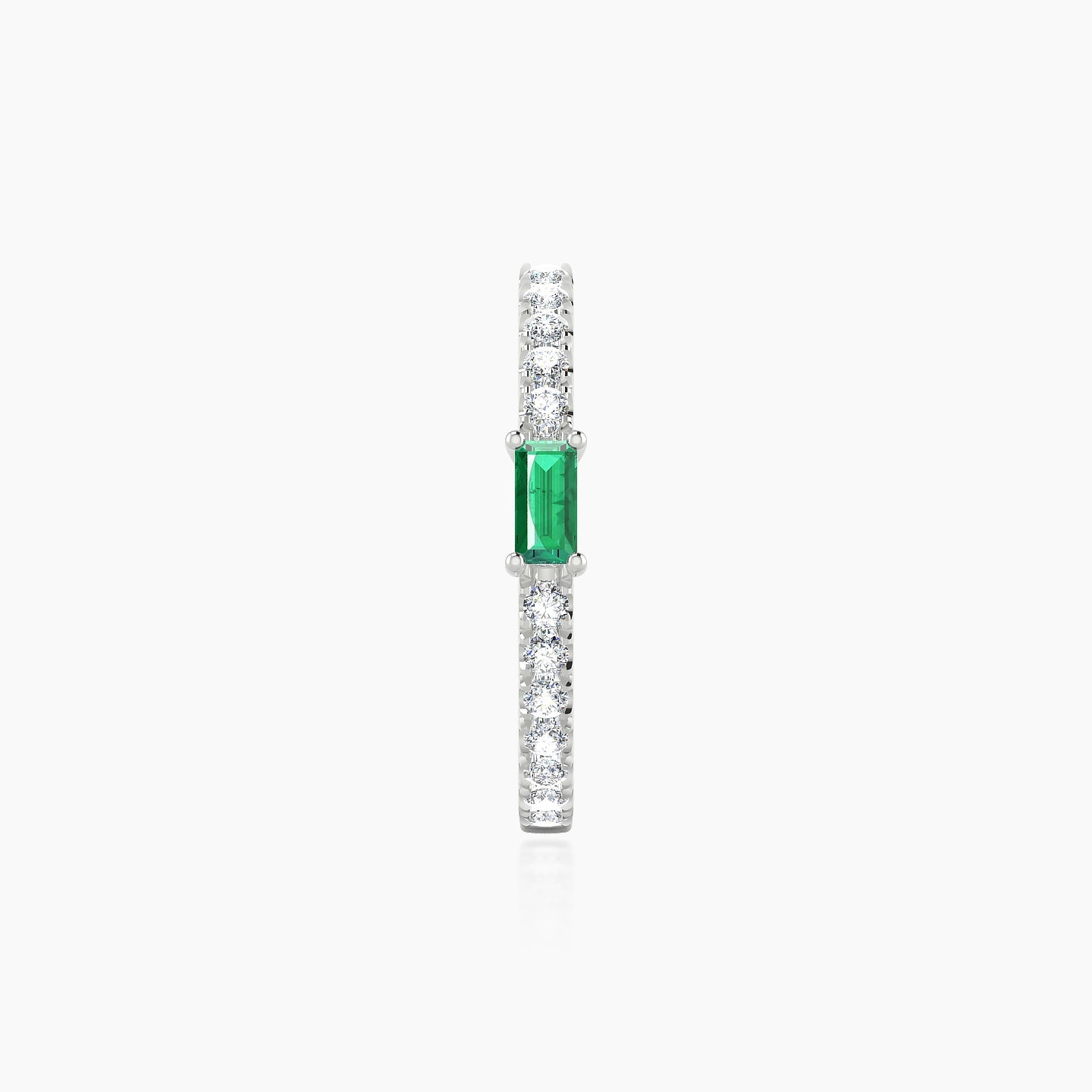 Inanna | 18k White Gold 11 mm Baguette Emerald & Diamond Hoop Piercing