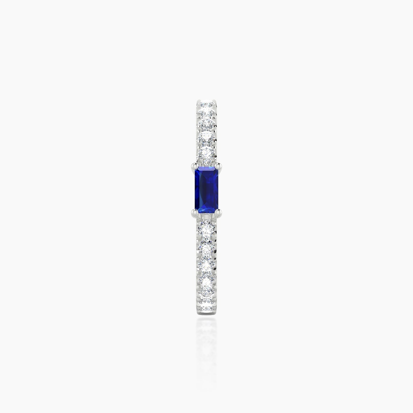 Inanna | 18k White Gold 11 mm Baguette Sapphire & Diamond Hoop Piercing