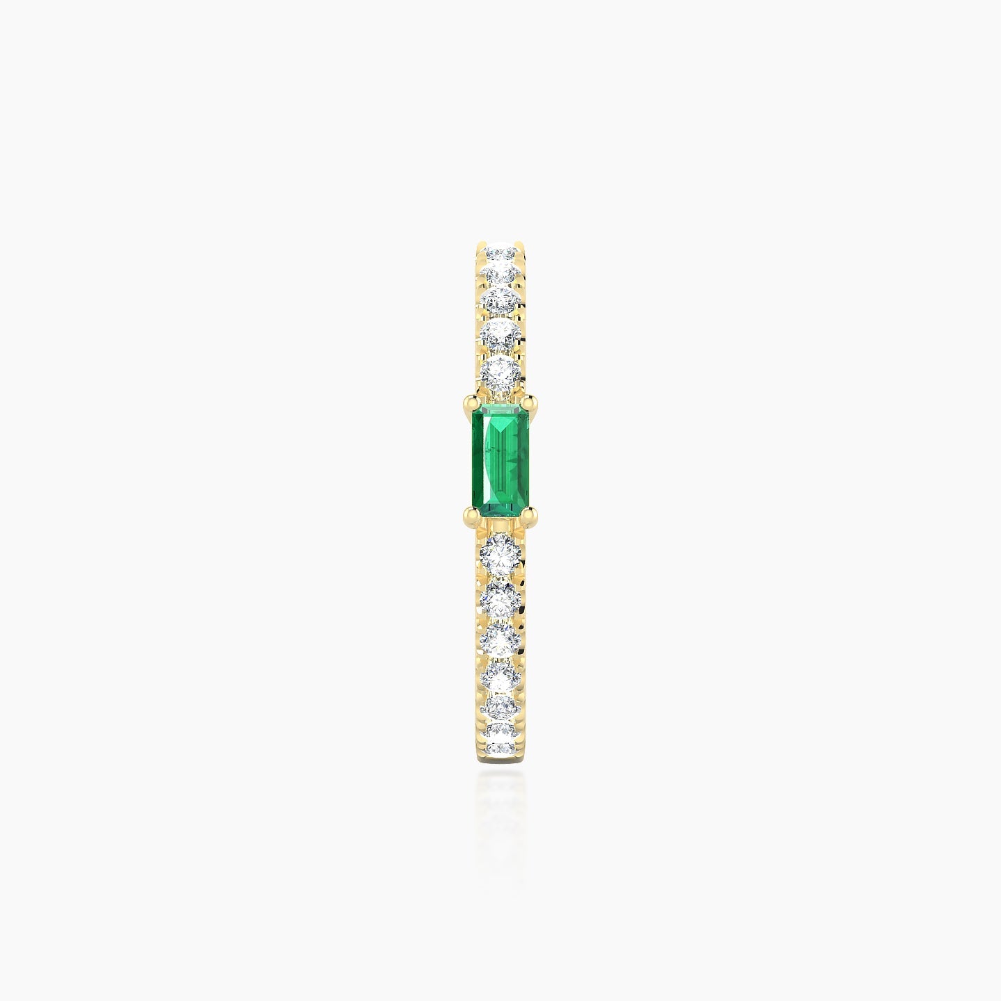 Inanna | 18k Yellow Gold 11 mm Baguette Emerald & Diamond Hoop Piercing