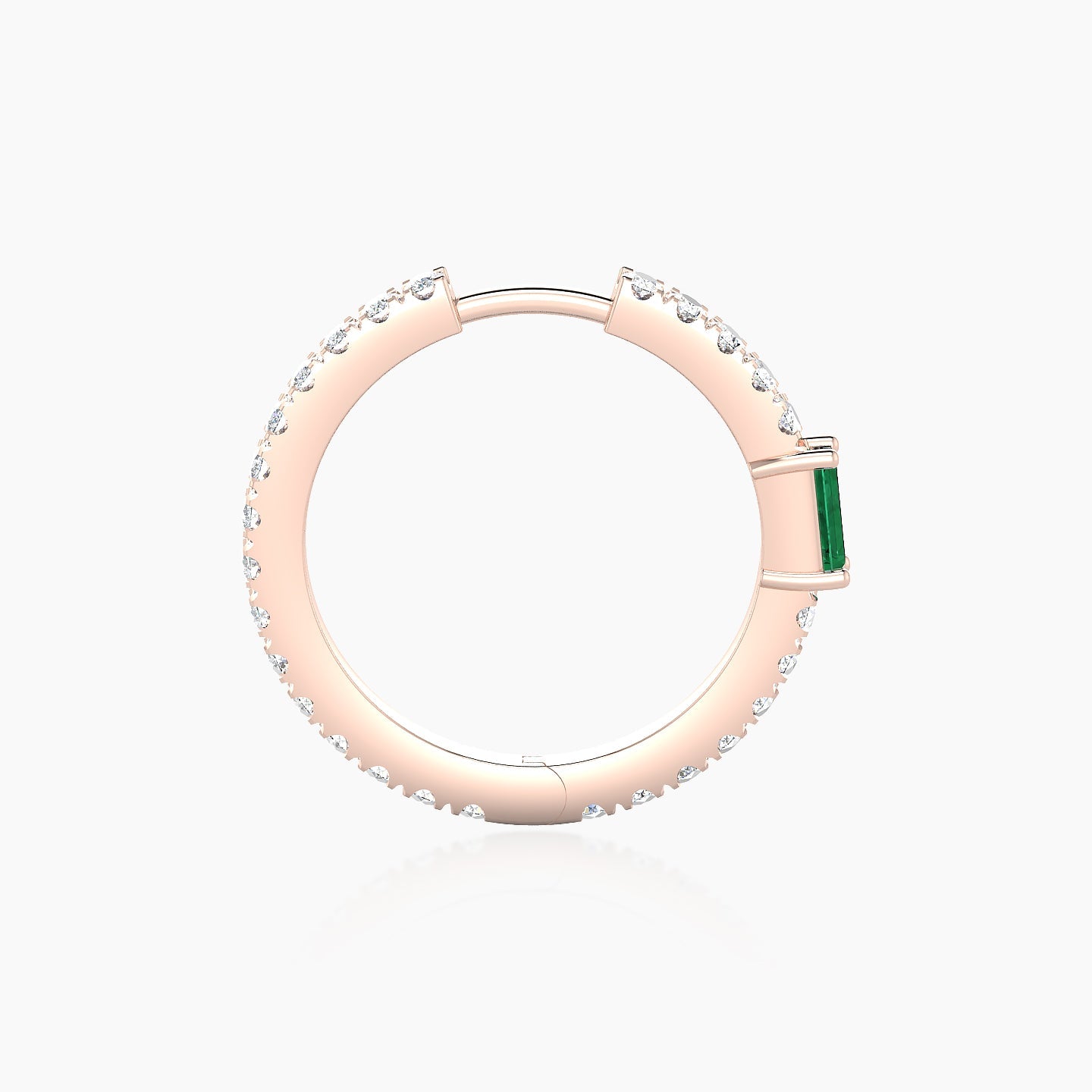 Inanna | 18k Rose Gold 11 mm Baguette Emerald & Diamond Hoop Piercing