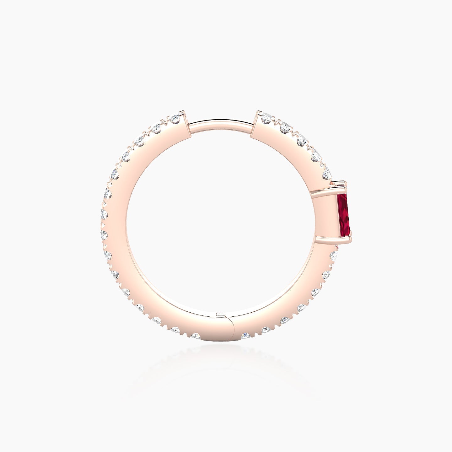 Inanna | 18k Rose Gold 11 mm Baguette Ruby & Diamond Hoop Piercing