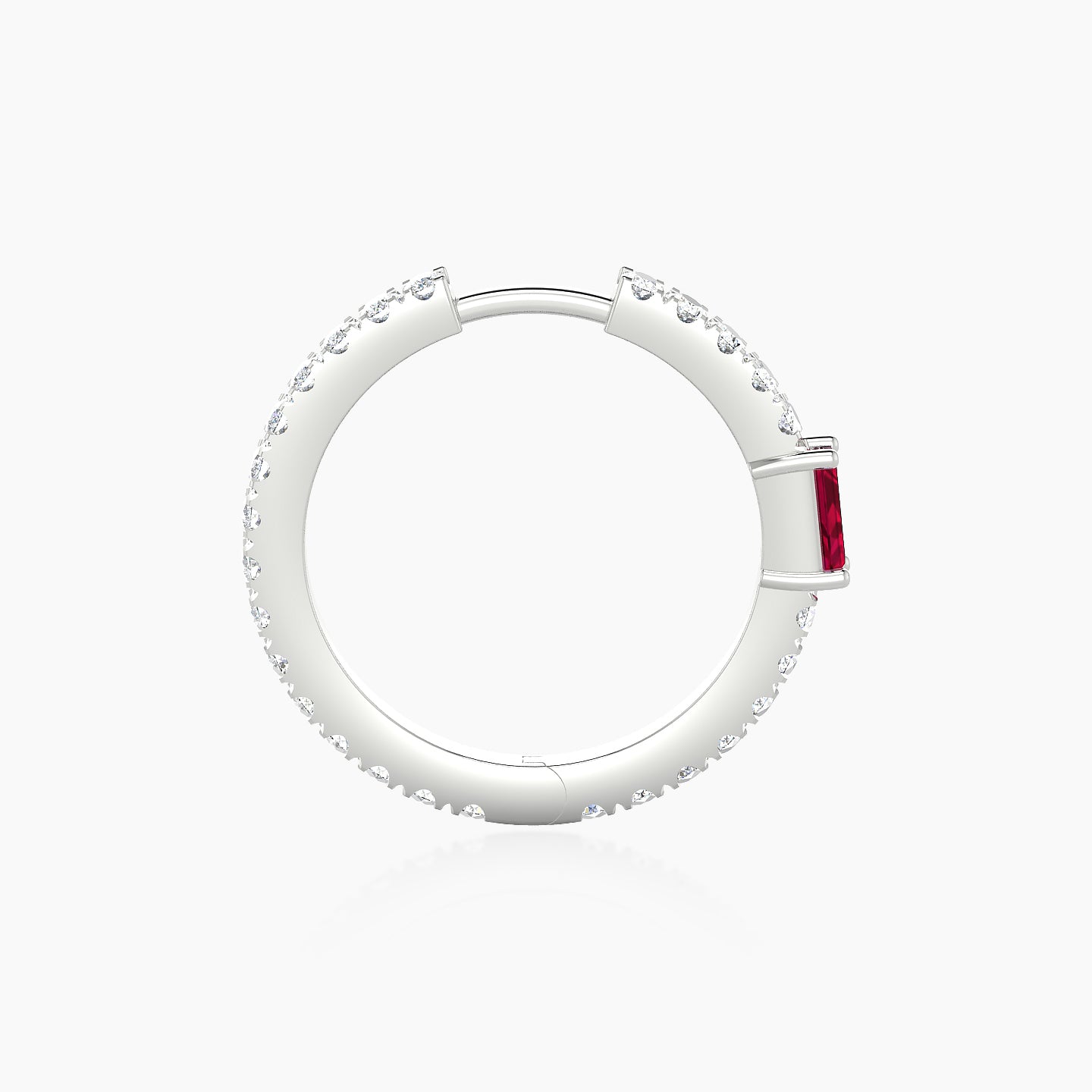 Inanna | 18k White Gold 11 mm Baguette Ruby & Diamond Hoop Piercing