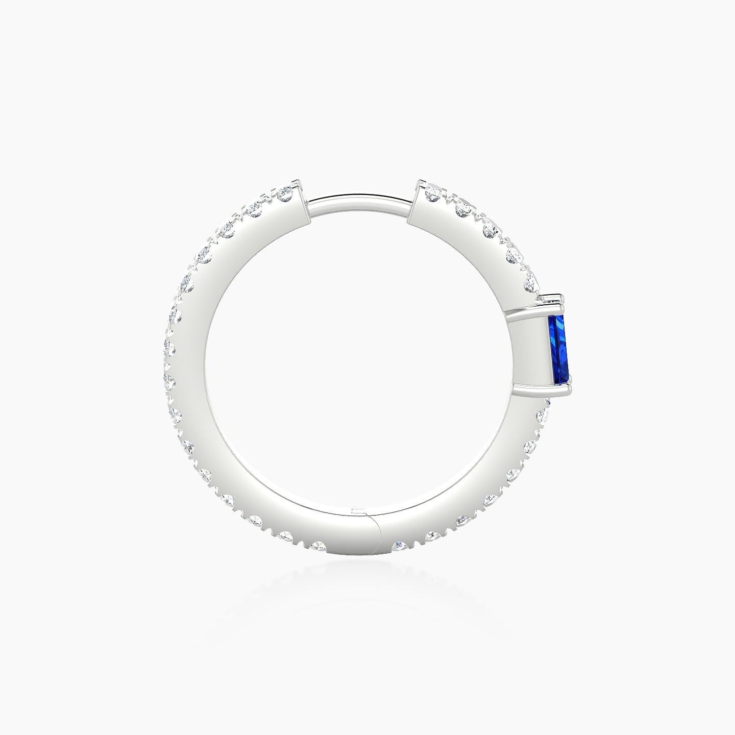 Inanna | 18k White Gold 11 mm Baguette Sapphire & Diamond Hoop Piercing