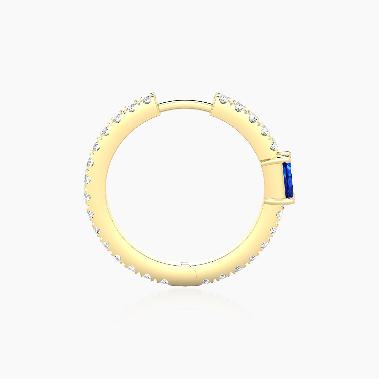 Inanna | 18k Yellow Gold 11 mm Baguette Sapphire & Diamond Hoop Piercing