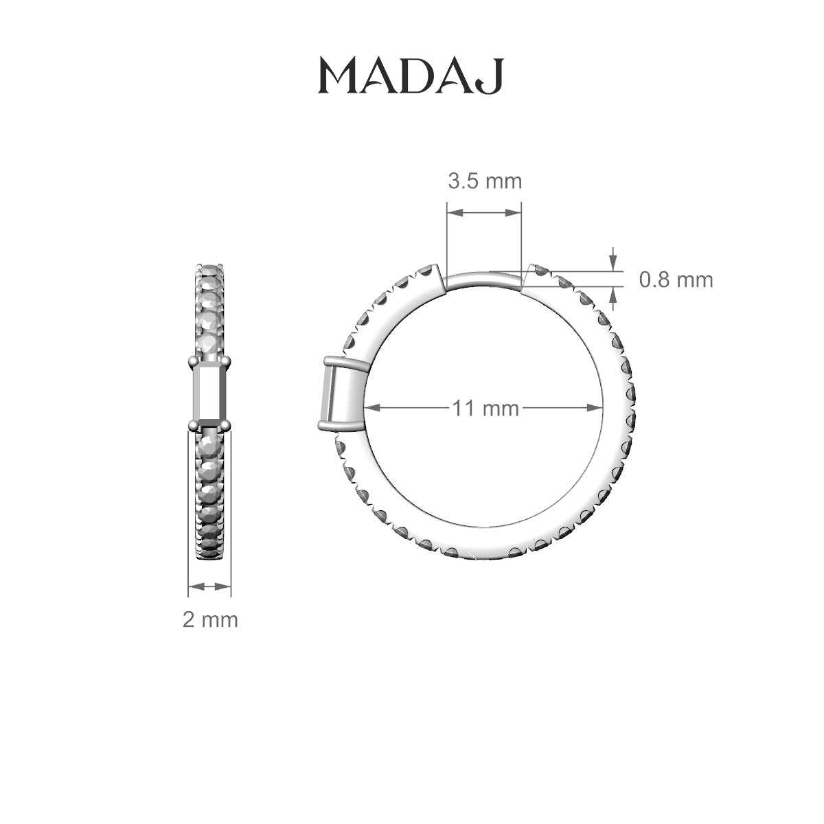 Inanna | 18k White Gold 11 mm Baguette Emerald & Diamond Hoop Piercing