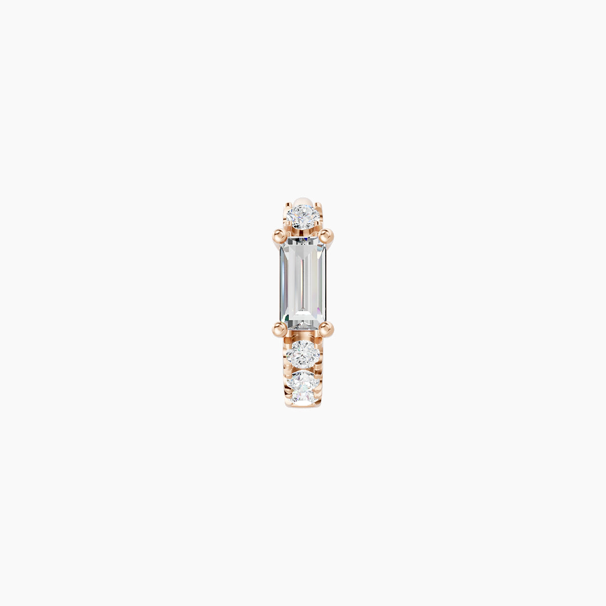 Inanna | 18k Rose Gold 5 mm Baguette Diamond Hoop Piercing