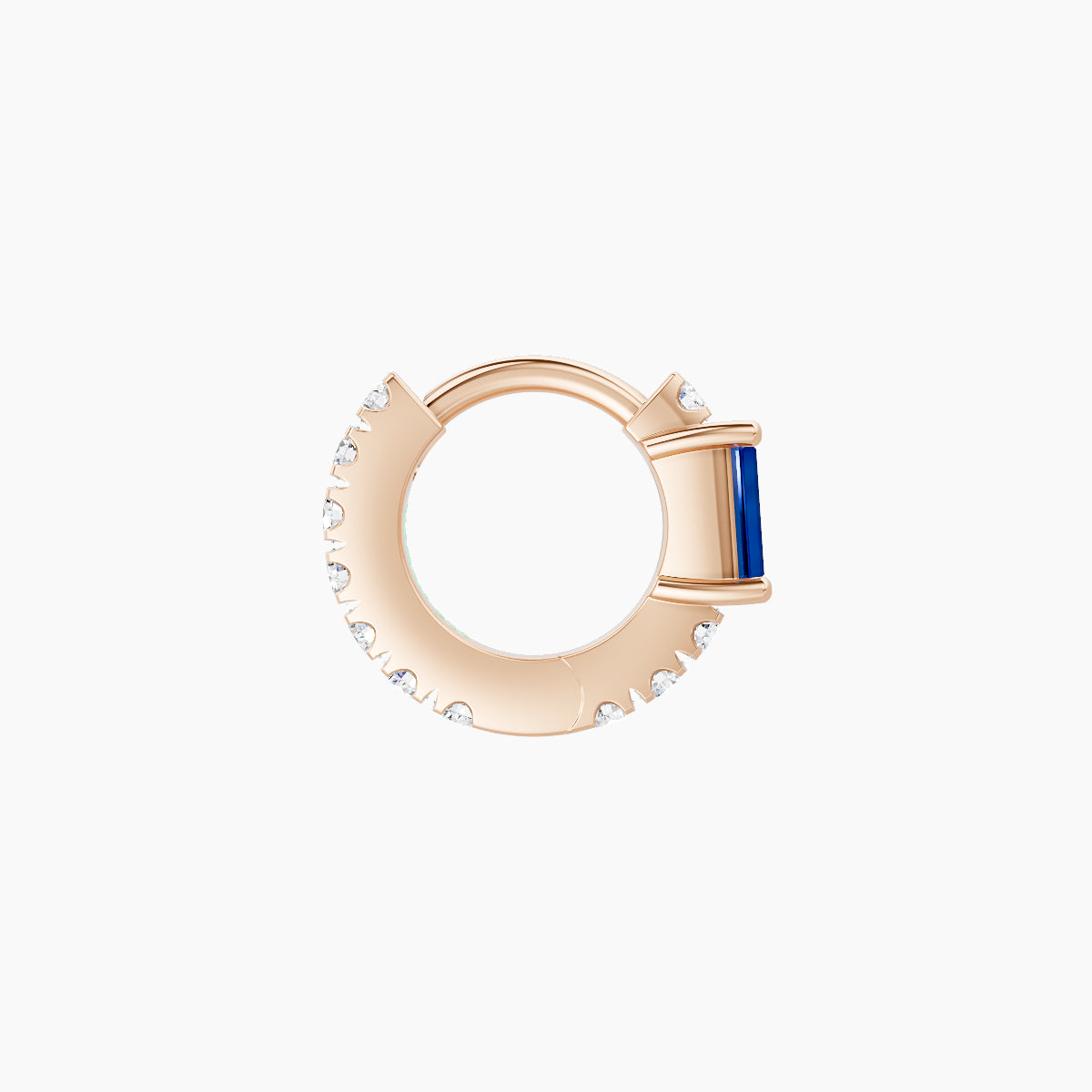 Inanna | 18k Rose Gold 5 mm Baguette Sapphire & Diamond Hoop Piercing