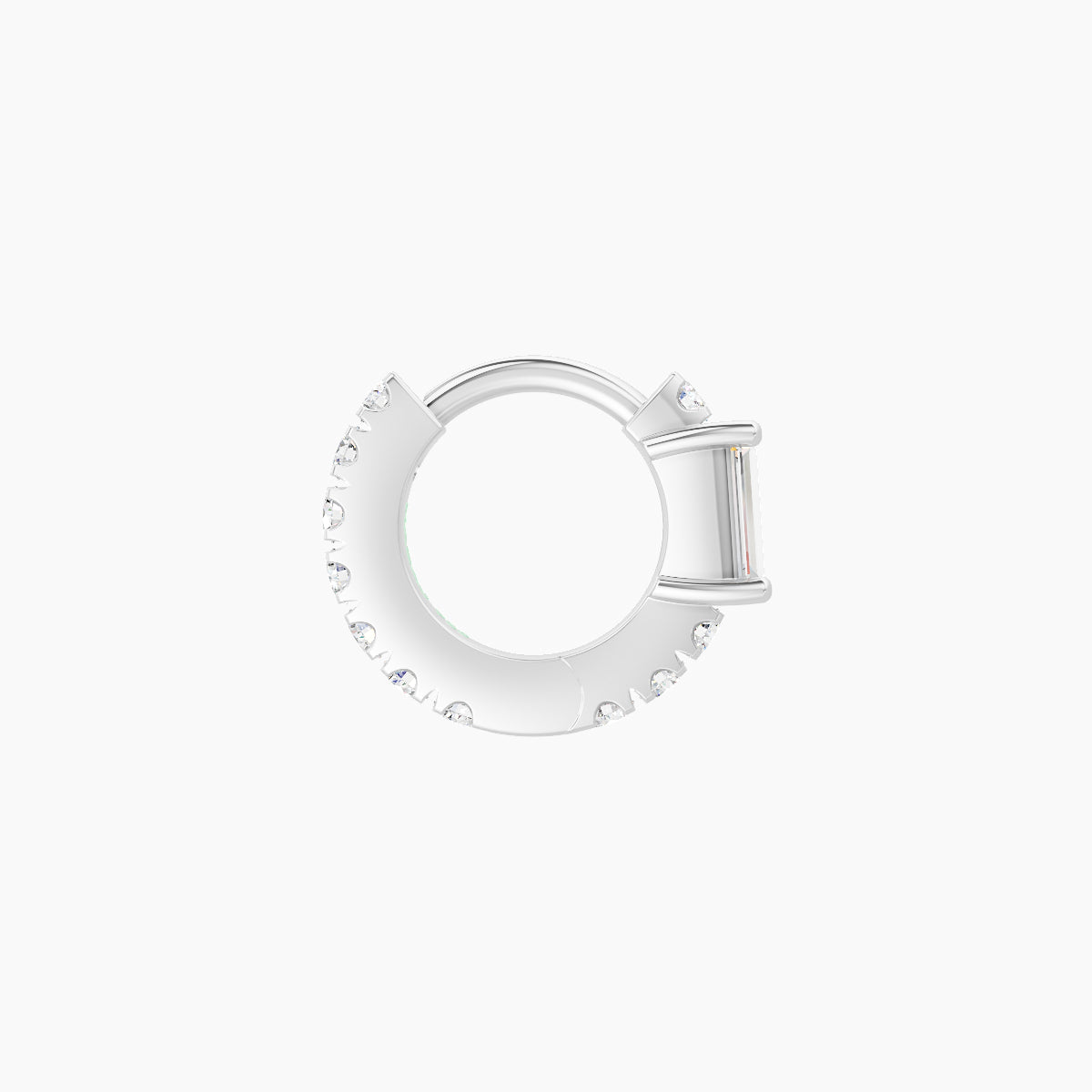 Inanna | 18k White Gold 5 mm Baguette Diamond Hoop Piercing