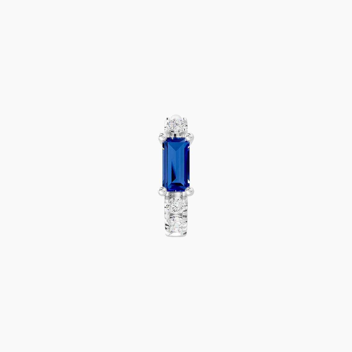 Inanna | 18k White Gold 5 mm Baguette Sapphire & Diamond Hoop Piercing