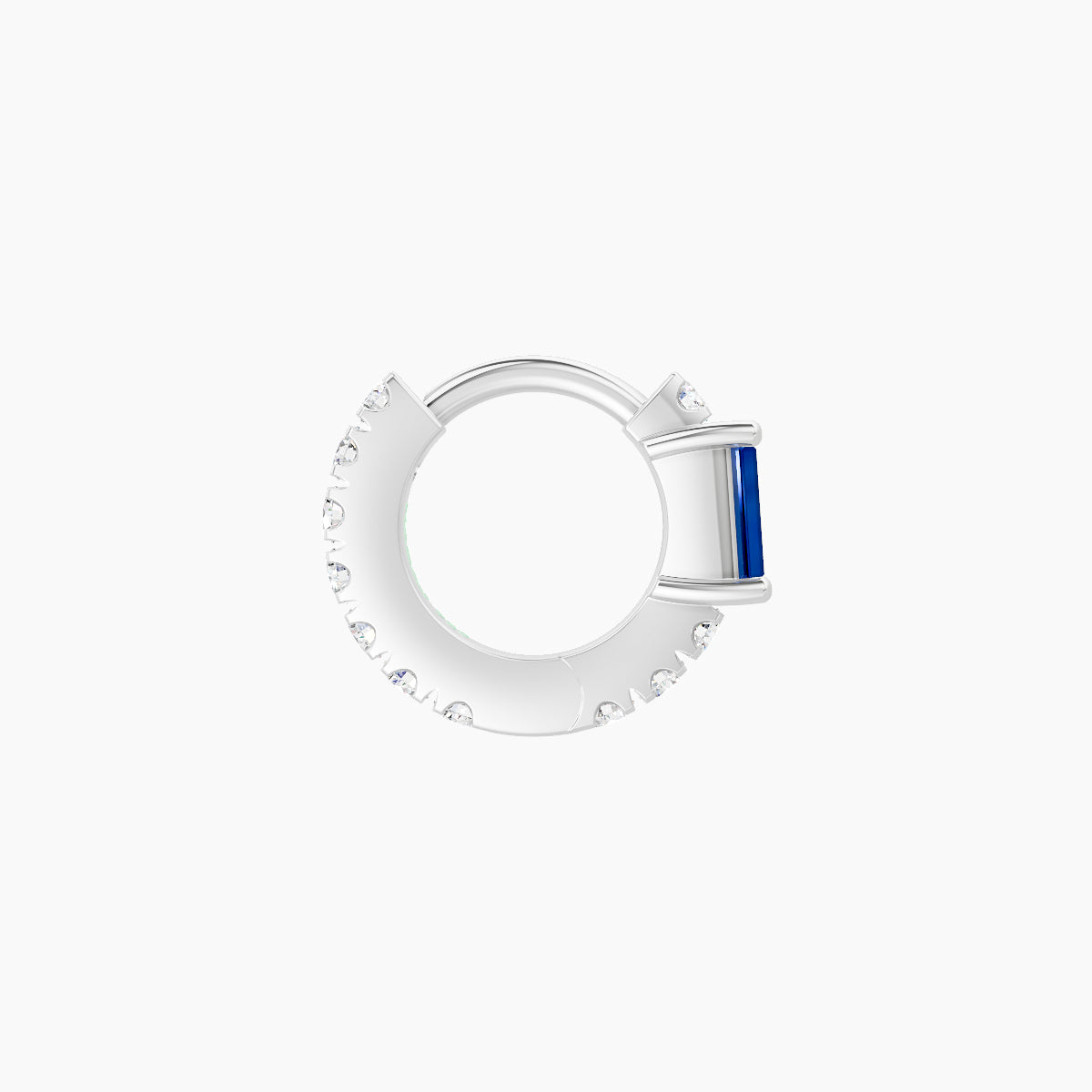 Inanna | 18k White Gold 5 mm Baguette Sapphire & Diamond Hoop Piercing