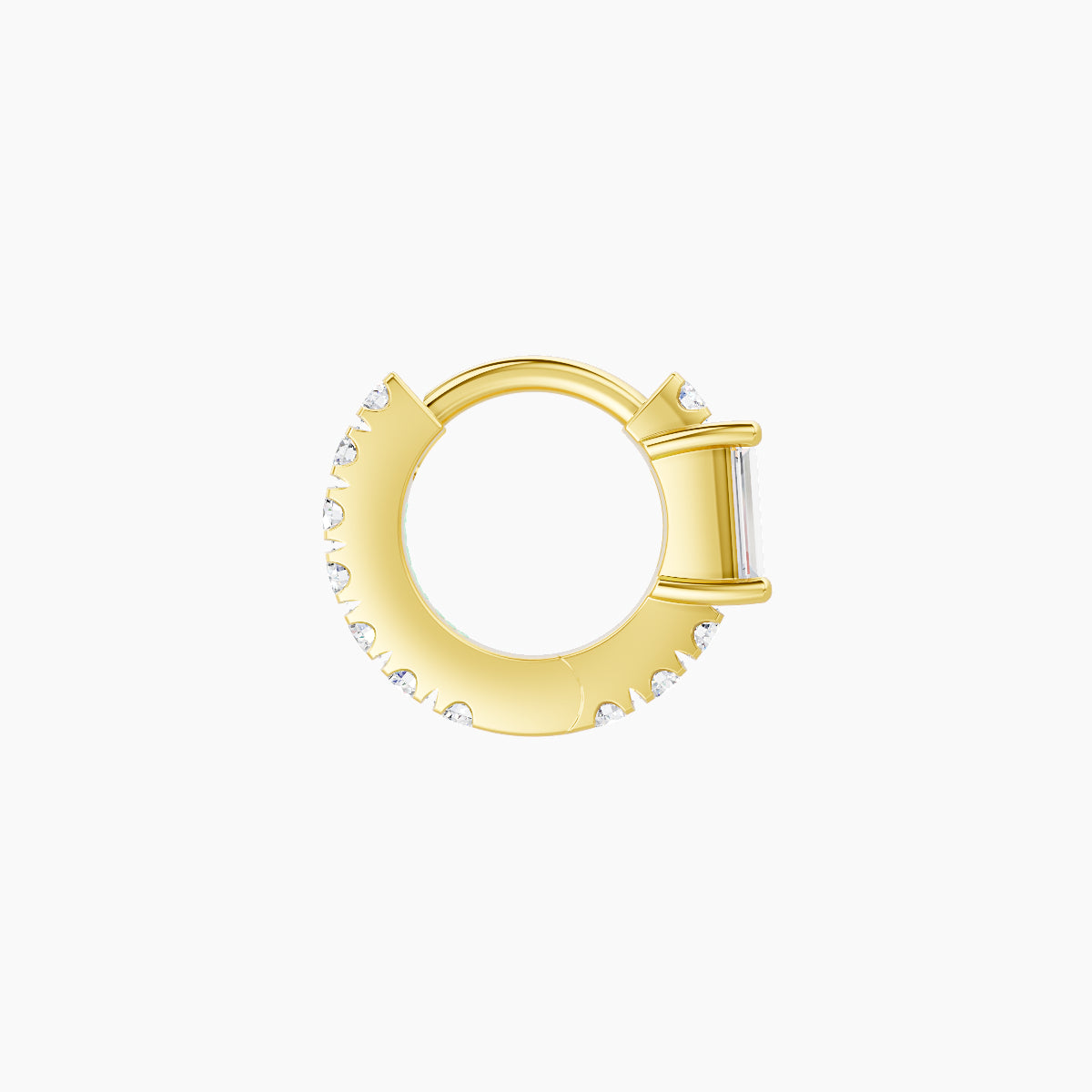 Inanna | 18k Yellow Gold 5 mm Baguette Diamond Hoop Piercing