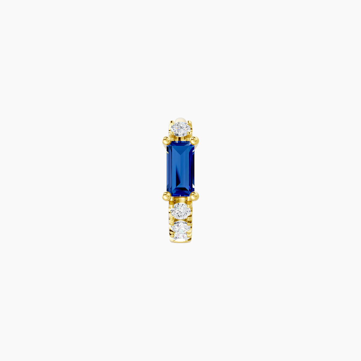 Inanna | 18k Yellow Gold 5 mm Baguette Sapphire & Diamond Hoop Piercing