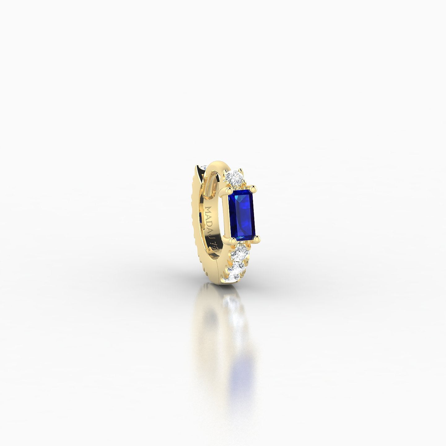 Inanna | 18k Yellow Gold 5 mm Baguette Sapphire & Diamond Hoop Piercing