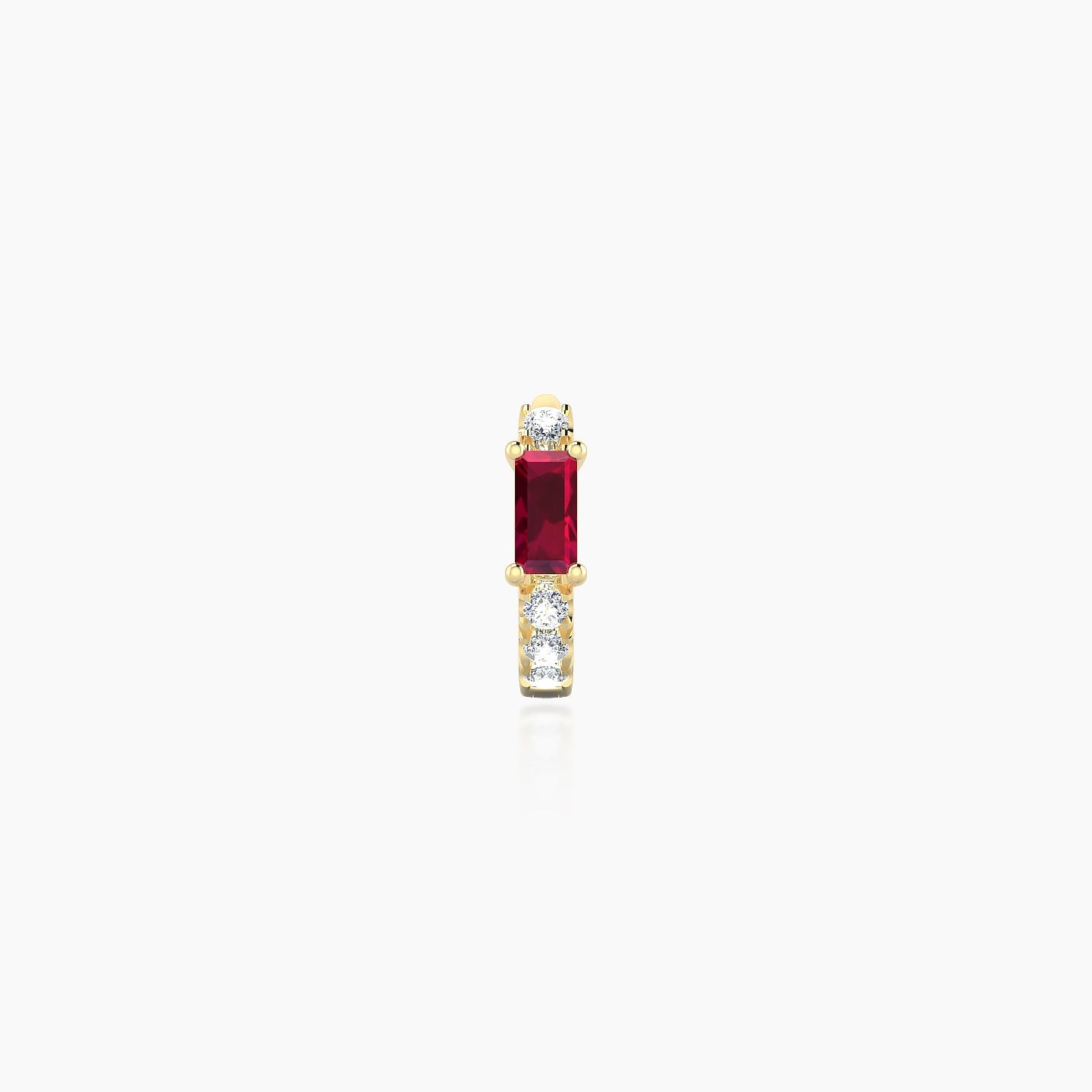 Inanna | 18k Yellow Gold 5 mm Baguette Ruby & Diamond Hoop Piercing