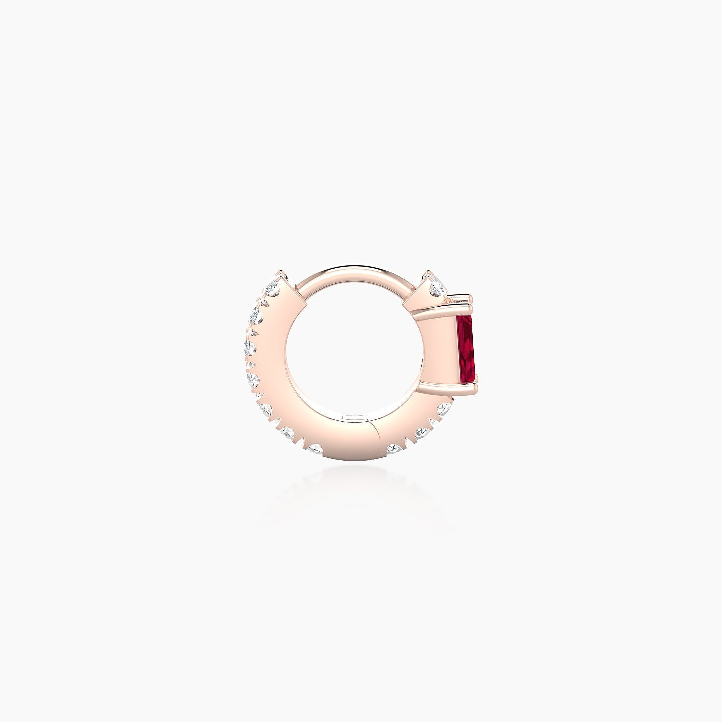 Inanna | 18k Rose Gold 5 mm Baguette Ruby & Diamond Hoop Piercing