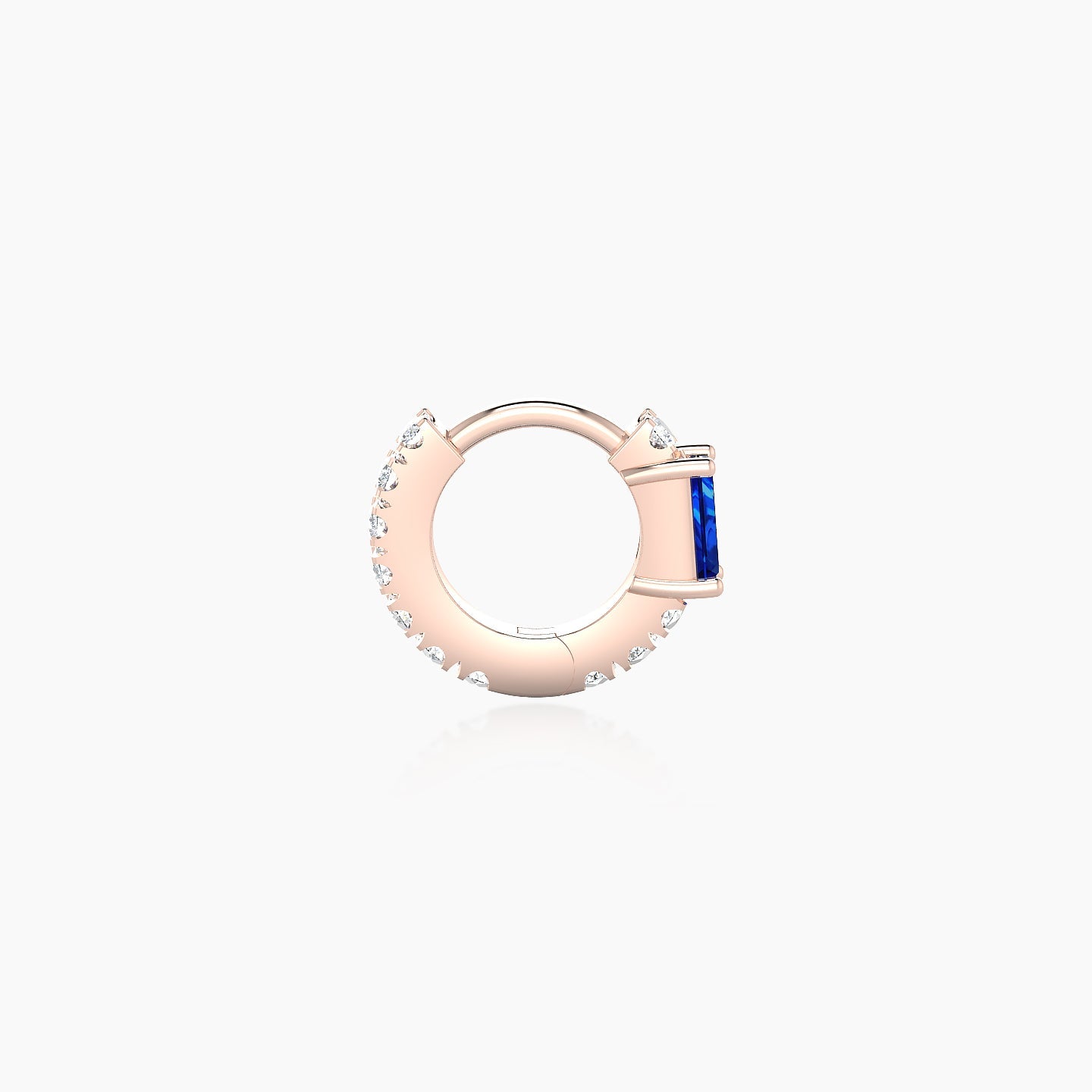 Inanna | 18k Rose Gold 5 mm Baguette Sapphire & Diamond Hoop Piercing