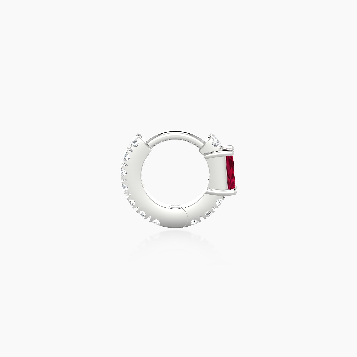 Inanna | 18k White Gold 5 mm Baguette Ruby & Diamond Hoop Piercing