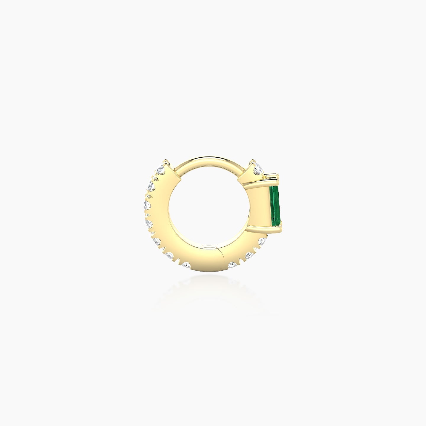 Inanna | 18k Yellow Gold 5 mm Baguette Emerald & Diamond Hoop Piercing