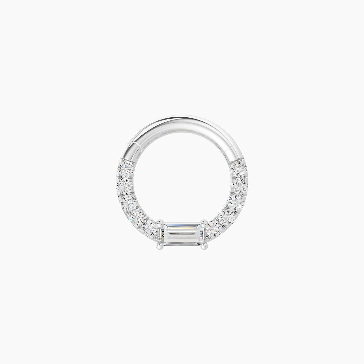 Inanna | 18k White Gold 6.5 mm Baguette Diamond Daith Piercing
