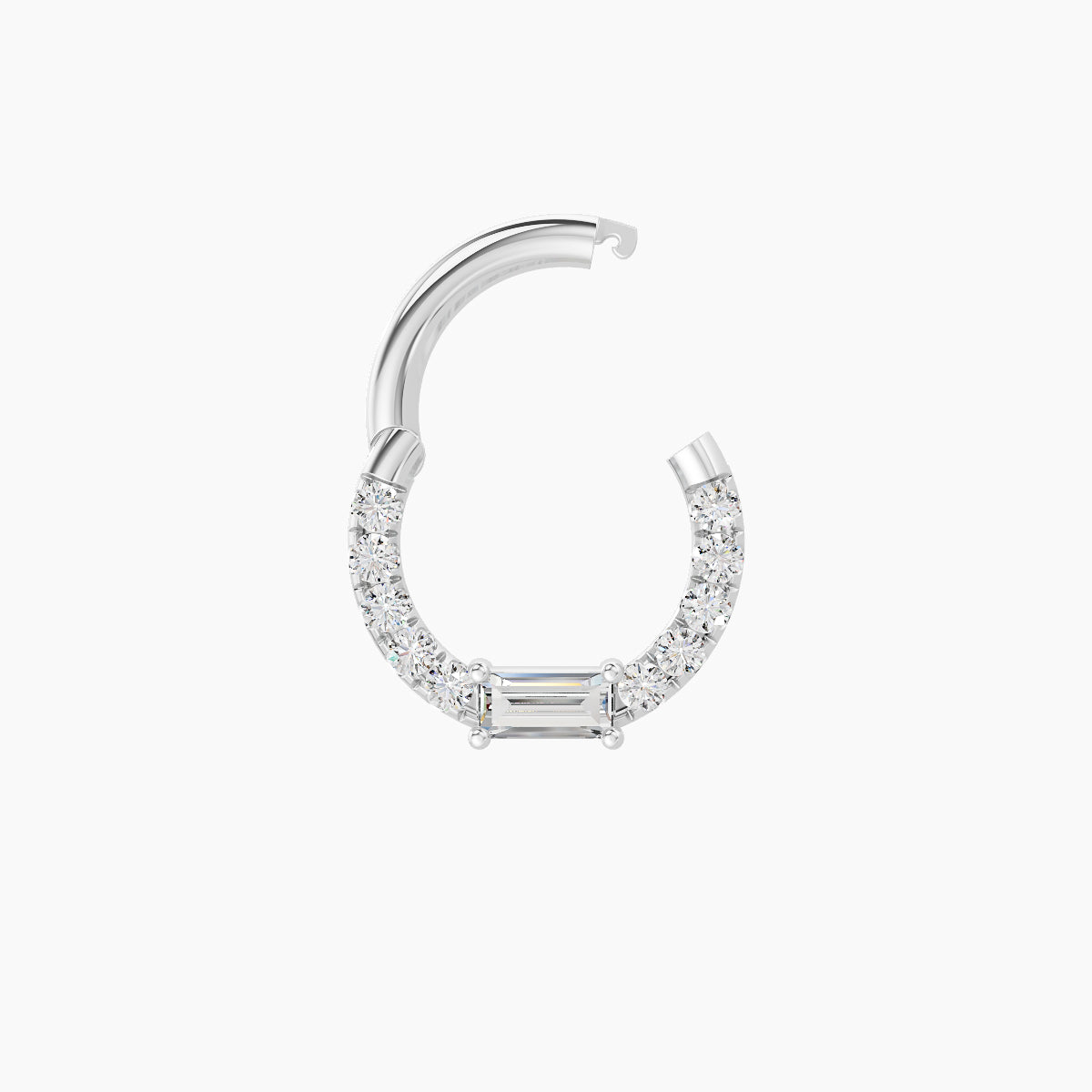 Inanna | 18k White Gold 6.5 mm Baguette Diamond Daith Piercing