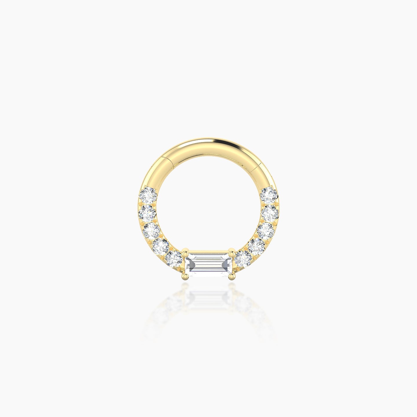 Inanna | 18k Yellow Gold 6.5 mm Baguette Diamond Daith Piercing