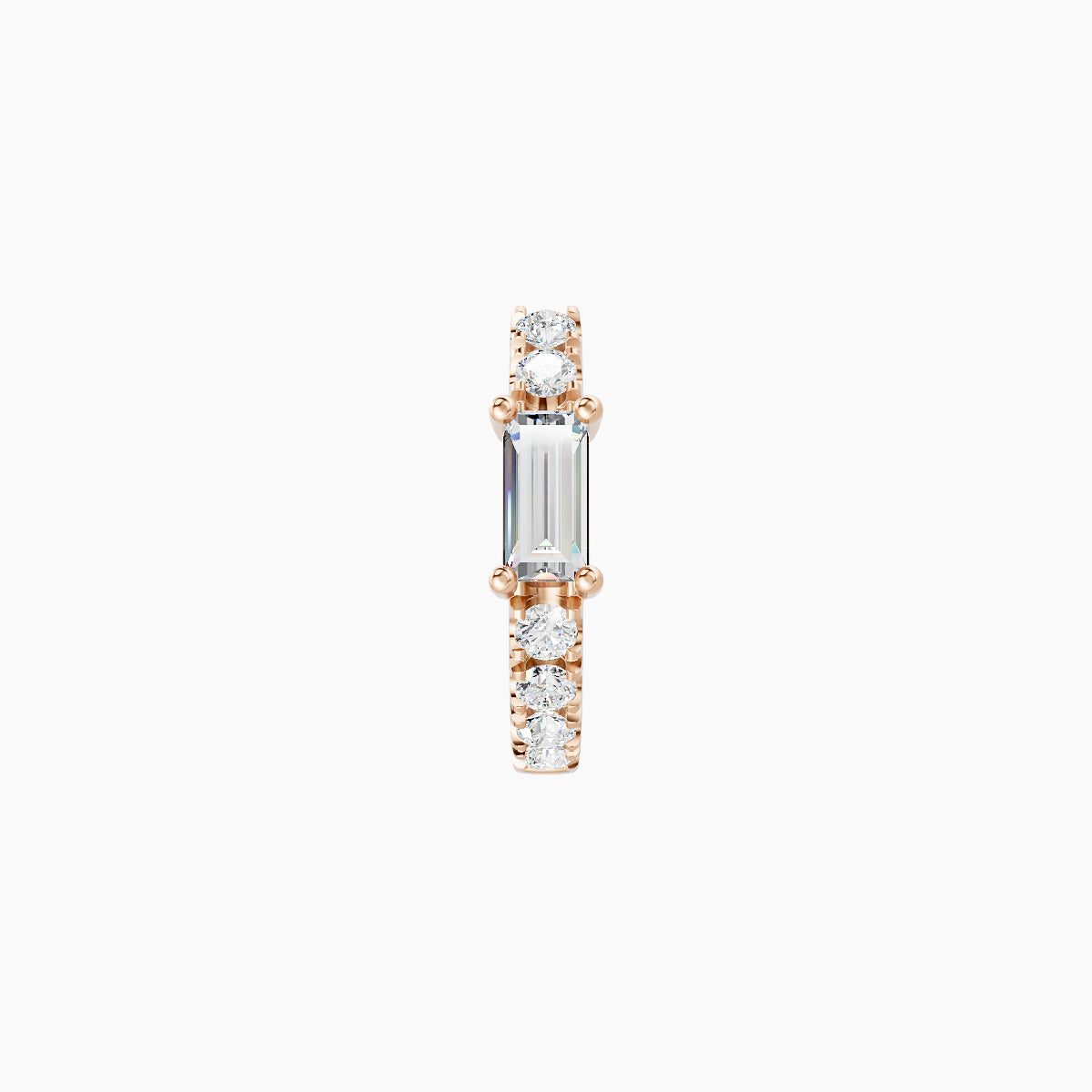 Inanna | 18k Rose Gold 6.5 mm Baguette Diamond Hoop Piercing