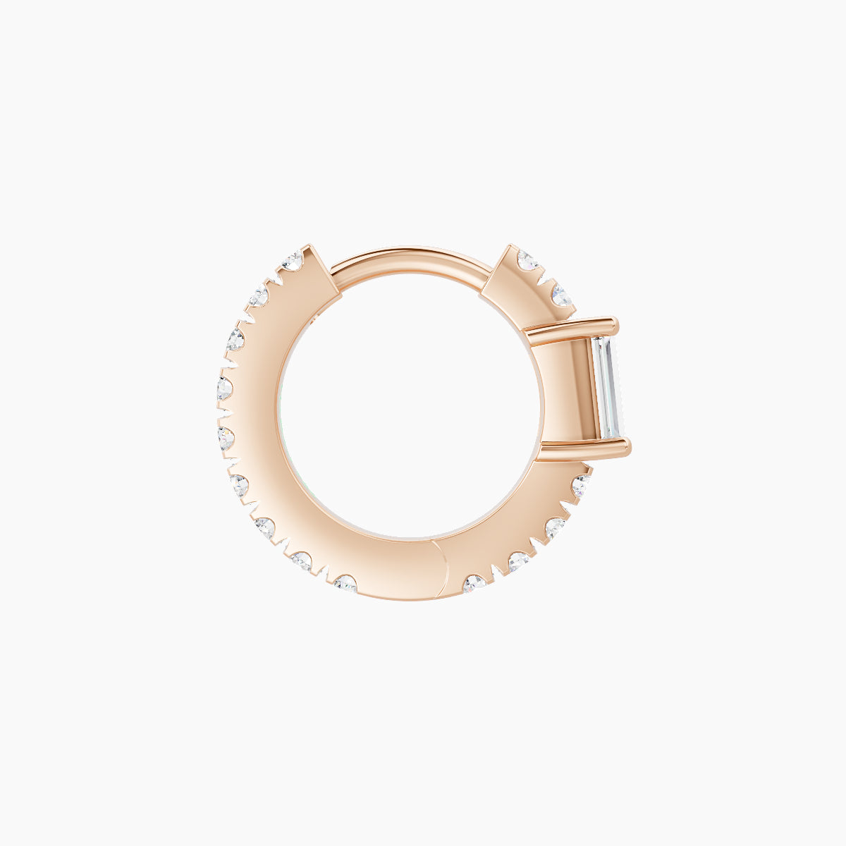 Inanna | 18k Rose Gold 6.5 mm Baguette Diamond Hoop Piercing