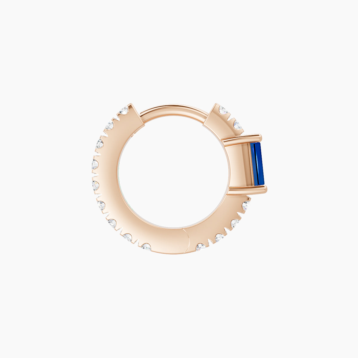 Inanna | 18k Rose Gold 6.5 mm Baguette Sapphire & Diamond Hoop Piercing