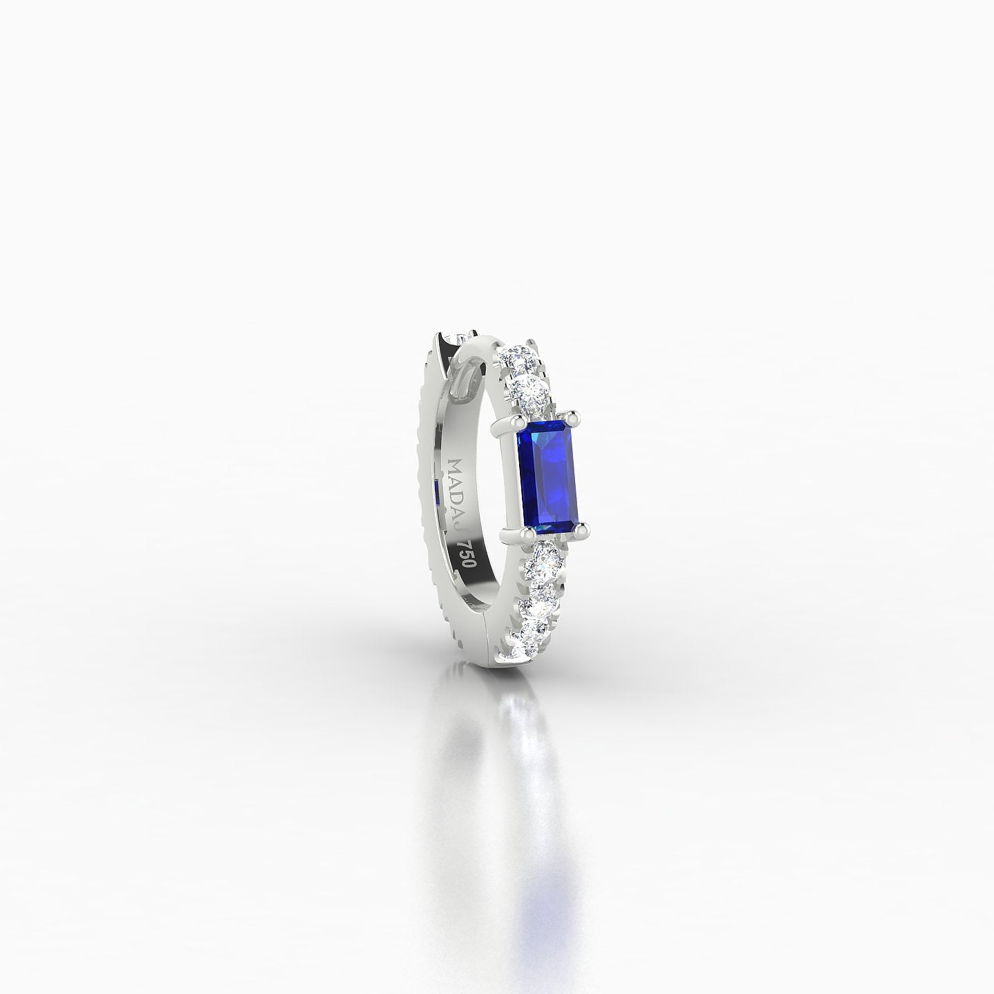 Inanna | 18k White Gold 6.5 mm Baguette Sapphire & Diamond Hoop Piercing