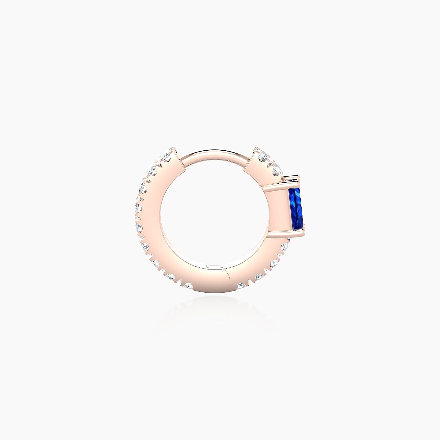 Inanna | 18k Rose Gold 6.5 mm Baguette Sapphire & Diamond Hoop Piercing