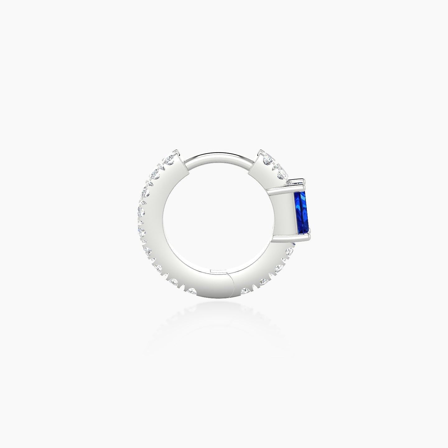 Inanna | 18k White Gold 6.5 mm Baguette Sapphire & Diamond Hoop Piercing